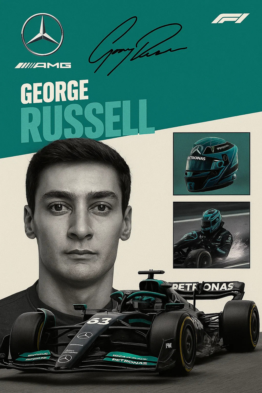 The Driver's Gallery - George Russell A4 Size Poster